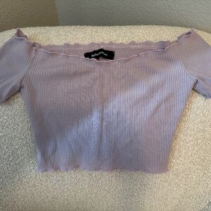 EUC REFORMATION - Lavender / Lilac Off the Shoulder Crop Top, Small